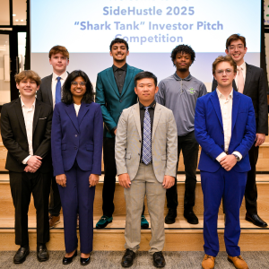 Oxford students posing for the Shark Tank Pitch Day